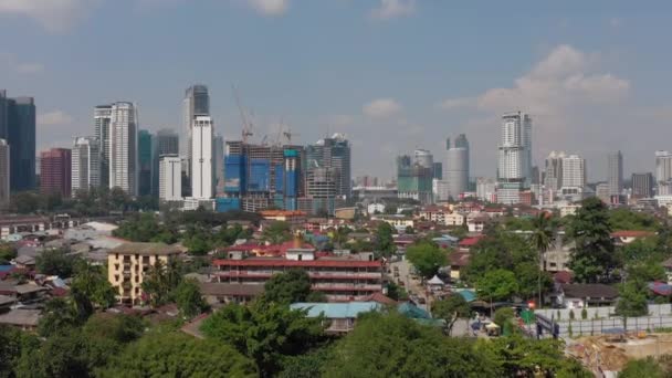Dia Ensolarado Kuala Lumpur Centro Cidade Construção Aérea Panorama Malásia — Vídeo de Stock