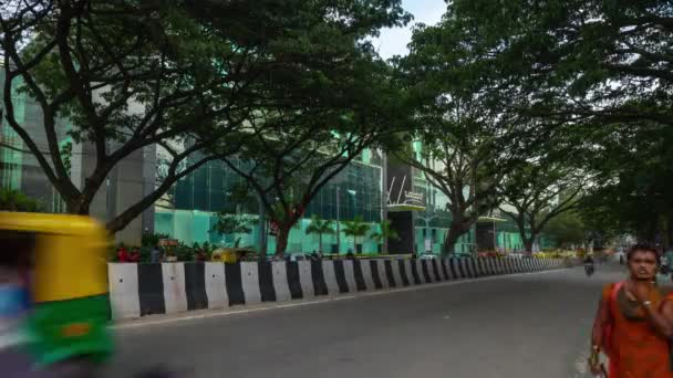 Bangalore Ciudad Famoso Centro Comercial Tráfico Calle Día Tiempo Panorama — Vídeos de Stock