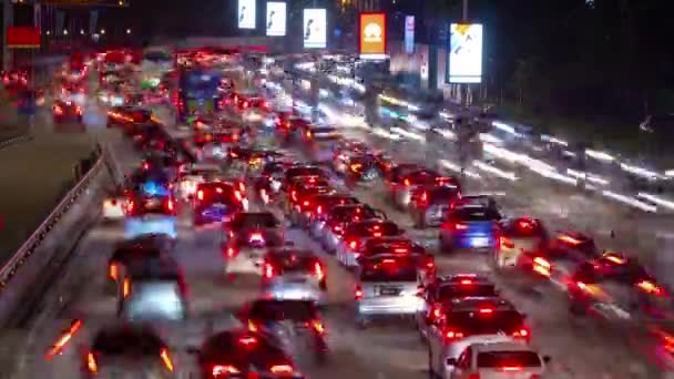 Malam Menerangi Jalan Raya Lalu Lintas Kota Lumpur Kuala Jalan — Stok Video