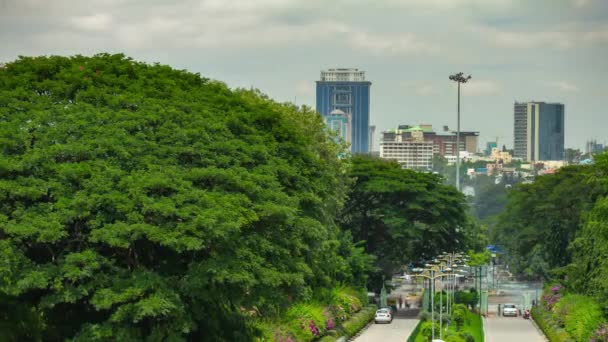 Dagtijd Bangalore Stad Verkeer Straat Plein Panorama Timelapse India — Stockvideo