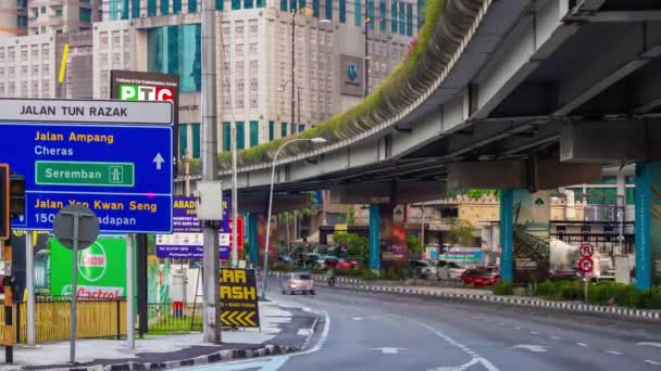 Kuala Lumpur Cidade Centro Tráfego Rua Estrada Panorama Timelapse Malásia — Vídeo de Stock