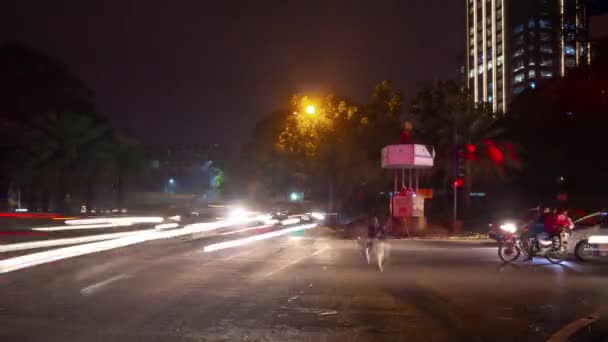 Notte Illuminato Bangalore Città Traffico Strada Crocevia Panorama Timelapse India — Video Stock