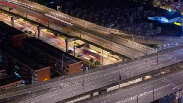 Noche Iluminado Kuala Lumpur Ciudad Tráfico Calle Carretera Cruce Azotea — Vídeo de stock