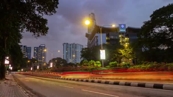 Twilight Illuminated Kuala Lumpur City Traffic Street Panorama Timelapse Malaysia — Stock Video