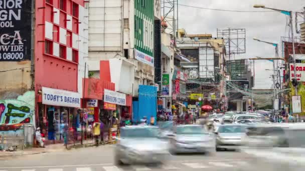 Dag Tijd Bangalore Stadsverkeer Straat Kruispunt Panorama Timelapse India — Stockvideo