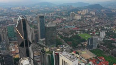 akşam saat kuala lumpur cityscape downtown anteni panorama 4k Malezya