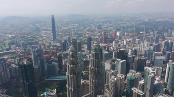 Zonnige Dag Kuala Lumpur Stad Centrum Antenne Panorama Maleisië — Stockvideo