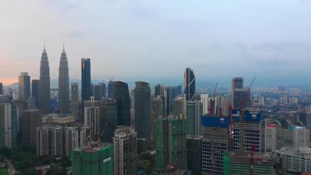 Tramonto Cielo Kuala Lumpur Centro Aereo Panorama Timelapse Malesia — Video Stock