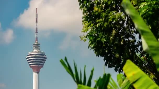 Kuala Lumpur Solig Dag Berömda City Tower Topp Panorama Timelapse — Stockvideo