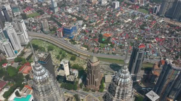 Solig Dag Kuala Lumpur Centrum Bor Block Antenn Panorama Malaysia — Stockvideo