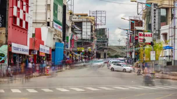 Giorno Bangalore Centro Città Traffico Strada Crocevia Panorama Timelapse India — Video Stock