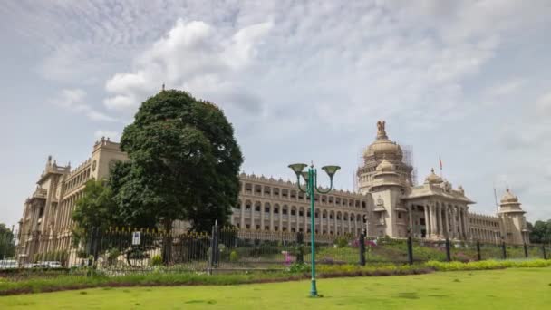 Sunny Day Bangalore City Famous Palace Front Square Panorama Timelapse — Stock Video