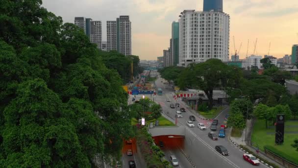 Noite Kuala Lumpur Centro Parque Tráfego Rua Panorama Timelapse Malaysia — Vídeo de Stock