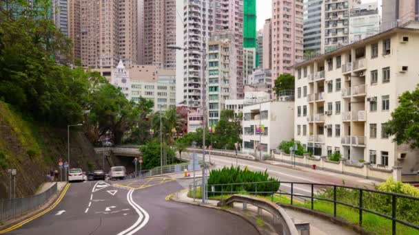 Hong Kong Ekim 2018 Gündüz Trafik Sokak Görünümü Panorama Timelpase — Stok video