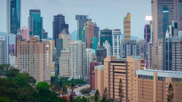 Dag Tijd Hong Kong Cityscape Panorama China — Stockvideo
