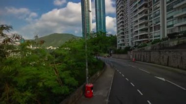 Hong Kong, 10 Ekim 2018: gündüz trafik sokak görünümü panorama 4k timelpase yaklaşık 10 Ekim 2018 hong kong.
