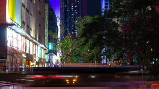 Noční Čas Osvětlení Shenzhen Centrum Dopravní Křižovatka Ulic Pohled Shora — Stock video