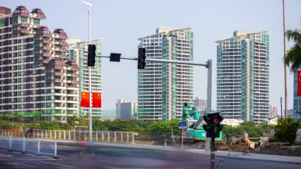 Sanya Çin Ekim 2018 Güneşli Gün Sanya Şehir Trafik Sokak — Stok video
