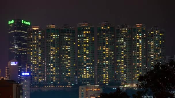 Noche Hong Kong Paisaje Urbano Panorama Timelapse Metraje China — Vídeos de Stock