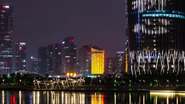 Shenzhen China Octubre 2018 Noche Iluminado Paisaje Urbano Shenzhen Centro — Vídeos de Stock