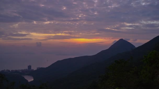 Naplemente Hong Kong Victoria Csúcs Panoráma Időintervallum — Stock videók