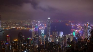 Gece Hong Kong cityscape panorama 4k timelapse görüntüleri çin 