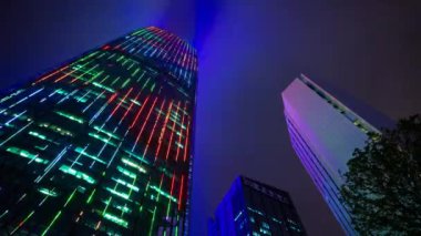 Shenzhen, Çin - 15 Ekim 2018: gece ışıklı shenzhen cityscape şehir merkezi havadan üstten timelapse 4k yaklaşık 15 Ekim 2018 shenzhen, çin.