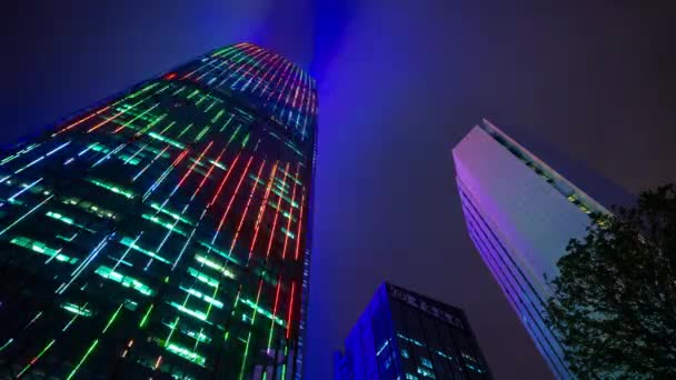Shenzhen China Outubro 2018 Noite Iluminada Paisagem Urbana Shenzhen Centro — Vídeo de Stock