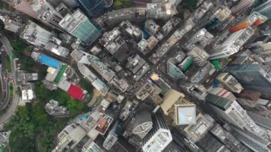 hong kong şehir şehir merkezinde hava topdown panorama 4 k üzerinde gün saat uçuş