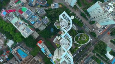 Gün zaman Sanya Cityscape trafik sokak havadan Panorama 4k Timelapse Çin