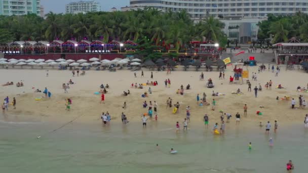Sunny Day Hainan Island Sanya Bay Ship Parking Aerial Panorama — Stock Video