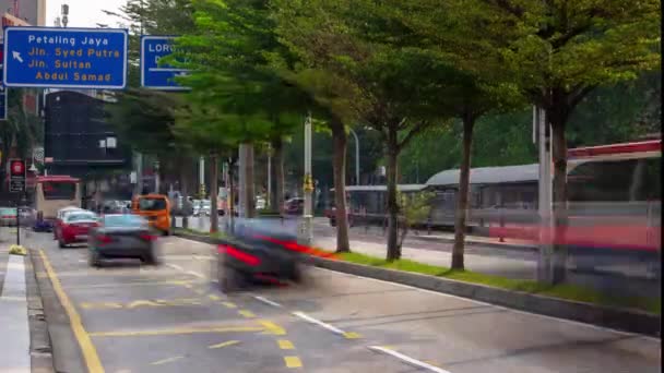 Tiempo Del Día Kuala Lumpur Centro Ciudad Tráfico Calle Cruce — Vídeo de stock
