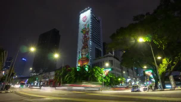 Gece Işıklı Kuala Lumpur Şehir Merkezi Şehir Merkezinde Trafik Sokak — Stok video