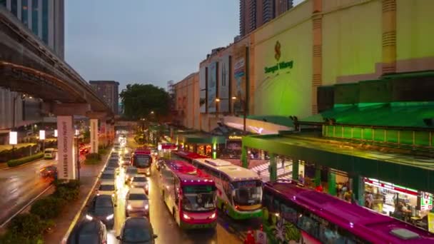 Ночное Освещение Куала Лумпур Центре Города Улица Дорожного Движения Панорама — стоковое видео