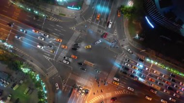 Gece aydınlatma Sanya cityscape Rating sokak hava panorama 4k timelapse Çin