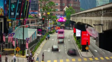 gün zaman kuala lumpur şehir merkezi Rating sokak kavşak metro hattı panorama 4k timelapse Malezya