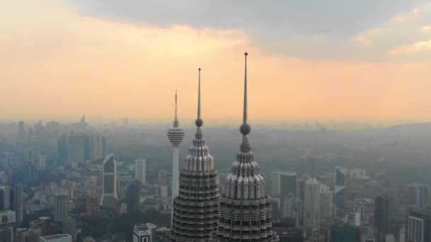 Kuala Lumpur Malásia Setembro 2018 Noite Kuala Lumpur Downtown Aerial — Vídeo de Stock