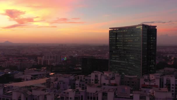 Sonnenuntergang Himmel Bangalore Stadt Hohe Luftaufnahme Indien — Stockvideo