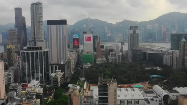 Zamračený Den Letu Nad Kowloon Dopravní Bay Hong Kong Nadhled — Stock video