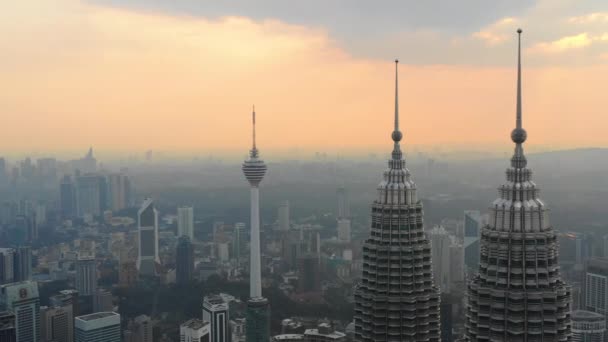 Kuala Lumpur Malajzia Szeptember 2018 Este Kuala Lumpur Belváros Légi — Stock videók