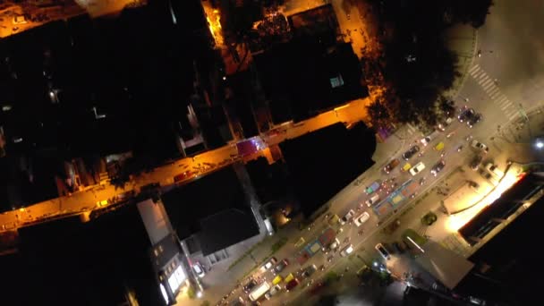 夜照明バンガロール市トラフィック通り空中トップダウン パノラマ インド — ストック動画