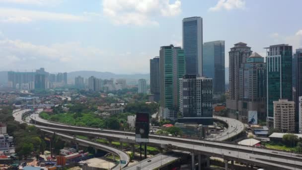 Slunečný Den Kuala Lumpur Panoráma Centrální Čtvrti Provoz Pouliční Silniční — Stock video