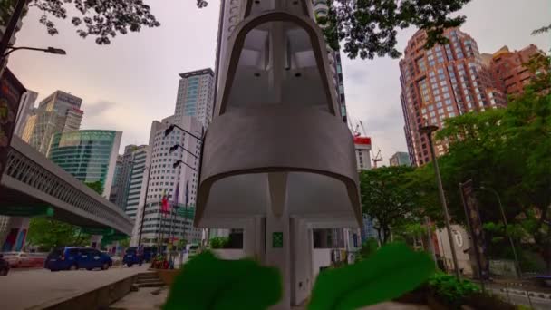 Horário Dia Kuala Lumpur Centro Cidade Tráfego Rua Encruzilhada Metrô — Vídeo de Stock