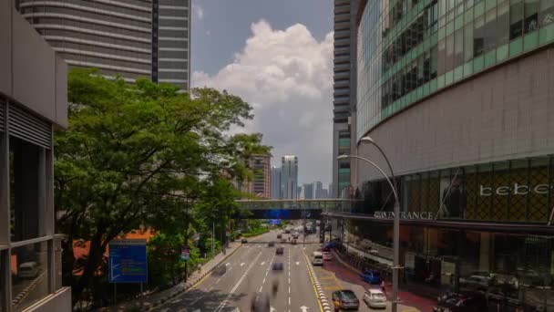 每日时间 Kuala Lumpur 市中心交通街交叉路地铁线全景4K 时光过去马来西亚 — 图库视频影像