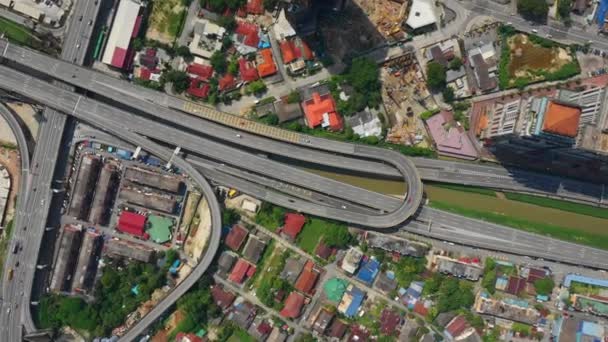 Kuala Lumpur Ville Ensoleillé Jour Circulation Route Jonction Aérienne Topdown — Video