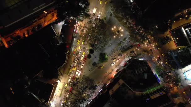 Noc Oświetlenie Bangalore Miasto Ruch Ulica Kwadrat Antena Topdown Panorama — Wideo stockowe