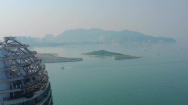 Sanya, Çin-Eylül 30 2018: Hainan Island havadan Panorama 4k yaklaşık Eylül 30 2018 Sanya Hainan Çin.