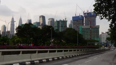 gün zaman kuala lumpur şehir merkezi Rating sokak kavşak metro hattı panorama 4k timelapse Malezya