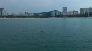 Sanya, Çin-Eylül 30 2018: Hainan Island havadan Panorama 4k yaklaşık Eylül 30 2018 Sanya Hainan Çin.