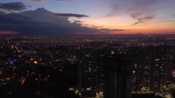 Sonnenuntergang Himmel Bangalore Stadt Hohe Luftaufnahme Indien — Stockvideo
